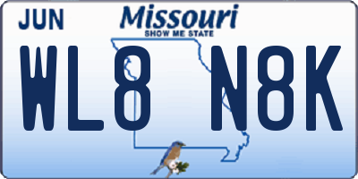 MO license plate WL8N8K