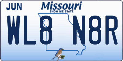 MO license plate WL8N8R