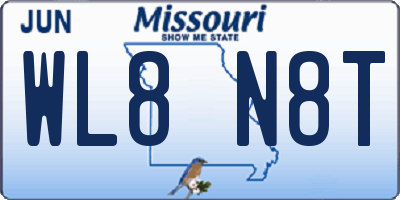 MO license plate WL8N8T