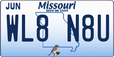 MO license plate WL8N8U