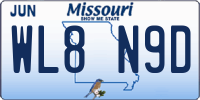 MO license plate WL8N9D