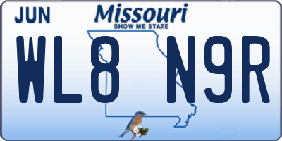 MO license plate WL8N9R