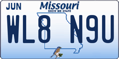 MO license plate WL8N9U