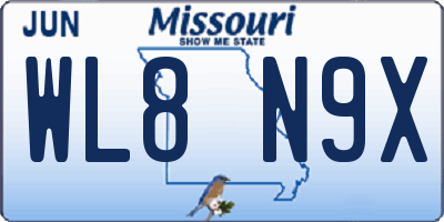 MO license plate WL8N9X