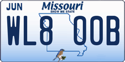 MO license plate WL8O0B