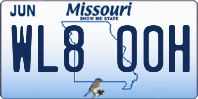 MO license plate WL8O0H