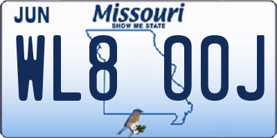 MO license plate WL8O0J