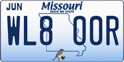 MO license plate WL8O0R