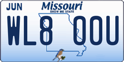 MO license plate WL8O0U