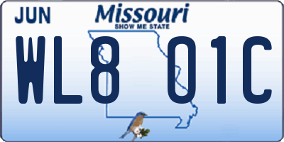 MO license plate WL8O1C