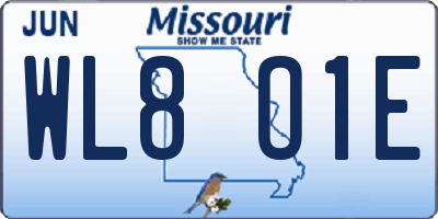 MO license plate WL8O1E