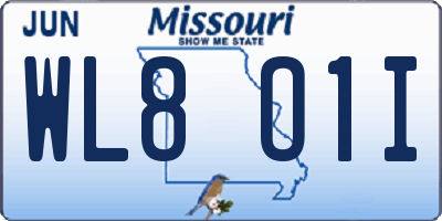 MO license plate WL8O1I