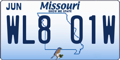 MO license plate WL8O1W