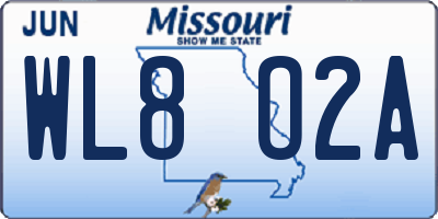 MO license plate WL8O2A