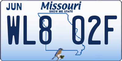 MO license plate WL8O2F