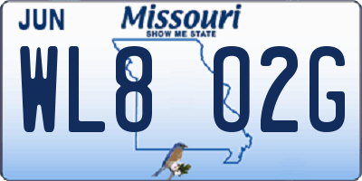 MO license plate WL8O2G