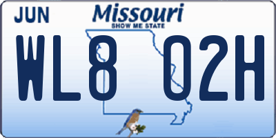 MO license plate WL8O2H