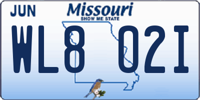 MO license plate WL8O2I