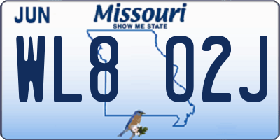 MO license plate WL8O2J