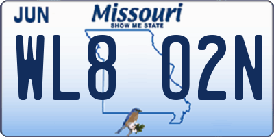 MO license plate WL8O2N