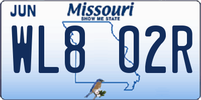 MO license plate WL8O2R