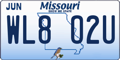 MO license plate WL8O2U