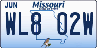 MO license plate WL8O2W