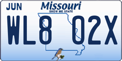 MO license plate WL8O2X