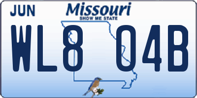 MO license plate WL8O4B