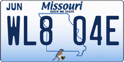 MO license plate WL8O4E