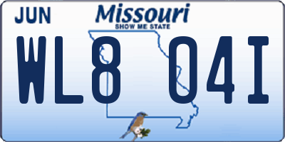 MO license plate WL8O4I