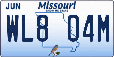 MO license plate WL8O4M