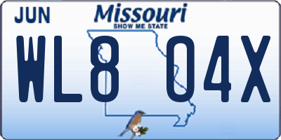 MO license plate WL8O4X