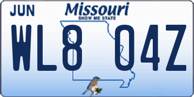 MO license plate WL8O4Z