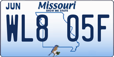 MO license plate WL8O5F
