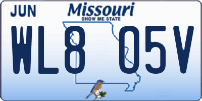 MO license plate WL8O5V