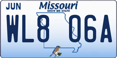MO license plate WL8O6A