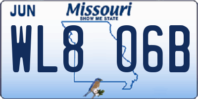 MO license plate WL8O6B