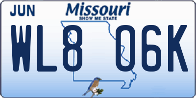 MO license plate WL8O6K