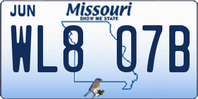 MO license plate WL8O7B