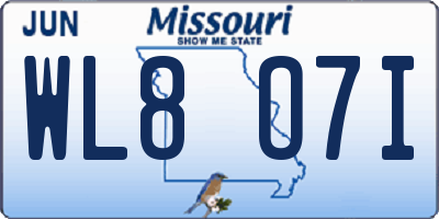 MO license plate WL8O7I