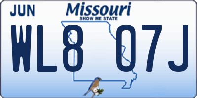MO license plate WL8O7J
