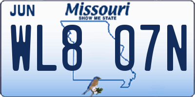 MO license plate WL8O7N