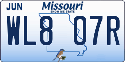 MO license plate WL8O7R