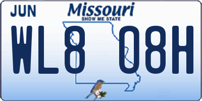 MO license plate WL8O8H