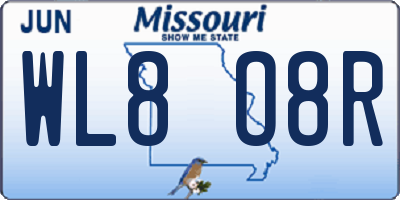 MO license plate WL8O8R