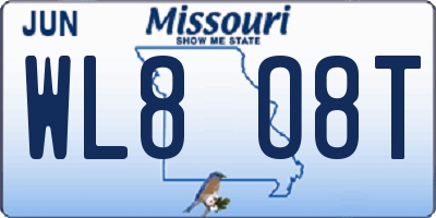 MO license plate WL8O8T