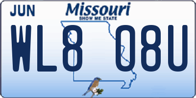 MO license plate WL8O8U