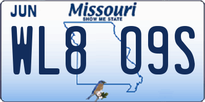 MO license plate WL8O9S