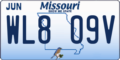 MO license plate WL8O9V